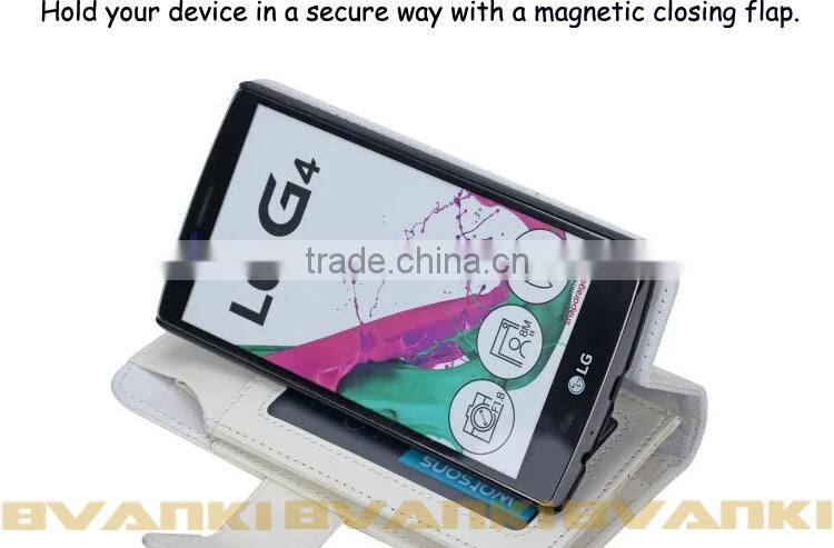 2015 Newest Hot Selling Wallet Cell Phone Case Pouch Leather Wallet Case For LG G4 Phone Case Custom