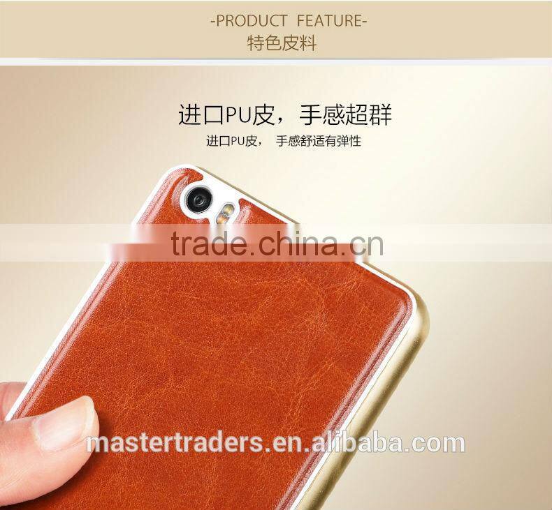 Original MOFI PU Leather Back Cover Case With Metal Frame For Xiaomi Note MT-3403