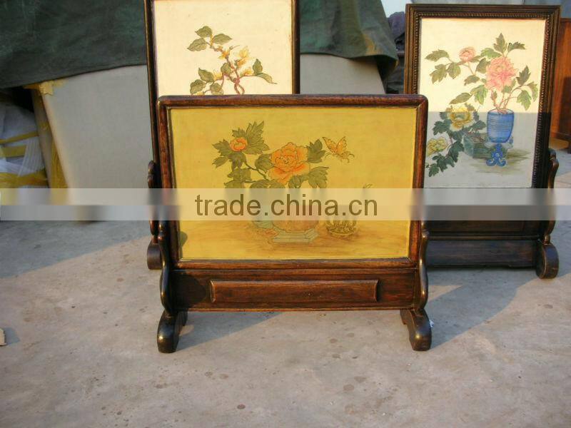 antique stand painted screen