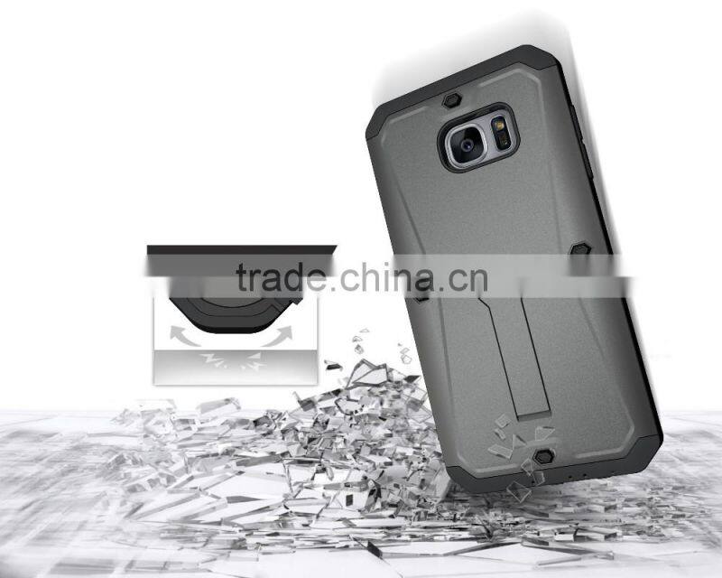 PremiumTank Style case Combo PC+TPU Kickstand Mobile back cover case For samsung S7 Edge with screen protector