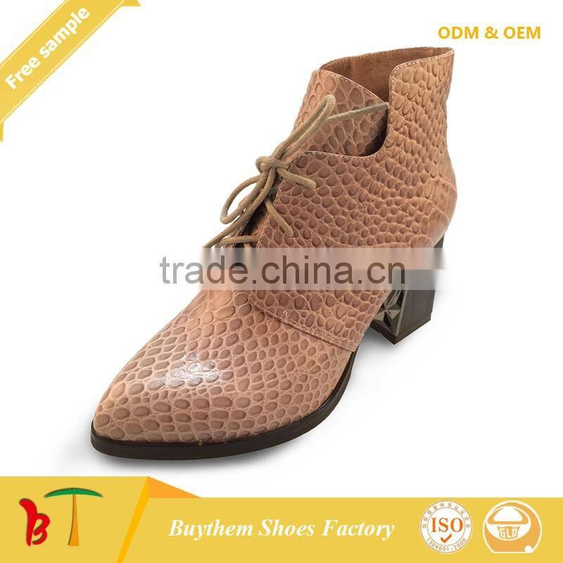 Genuine crocodile leather women ankle boots with high heels