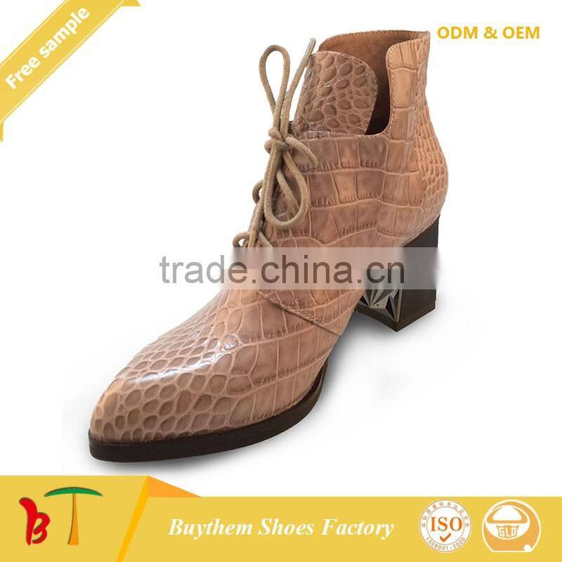 Genuine crocodile leather women ankle boots with high heels
