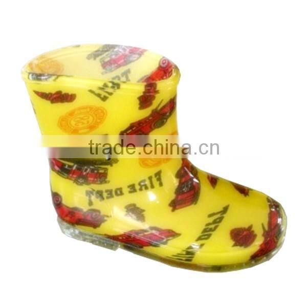 durable kids pvc rain boots construction customized with cartoon printing manufacturer