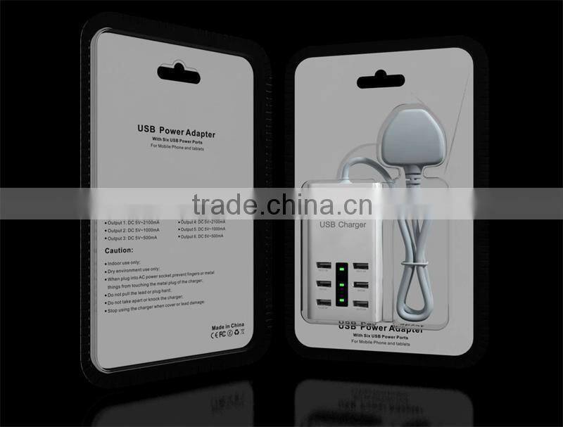 New Compatiable 6 Port USB Power Adapter for All Mobile Phone and Tablet
