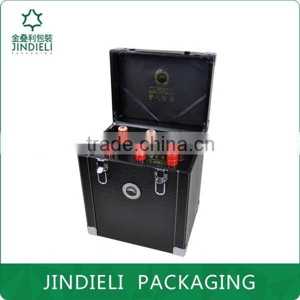newest leather wine packaging box for 6 bottle