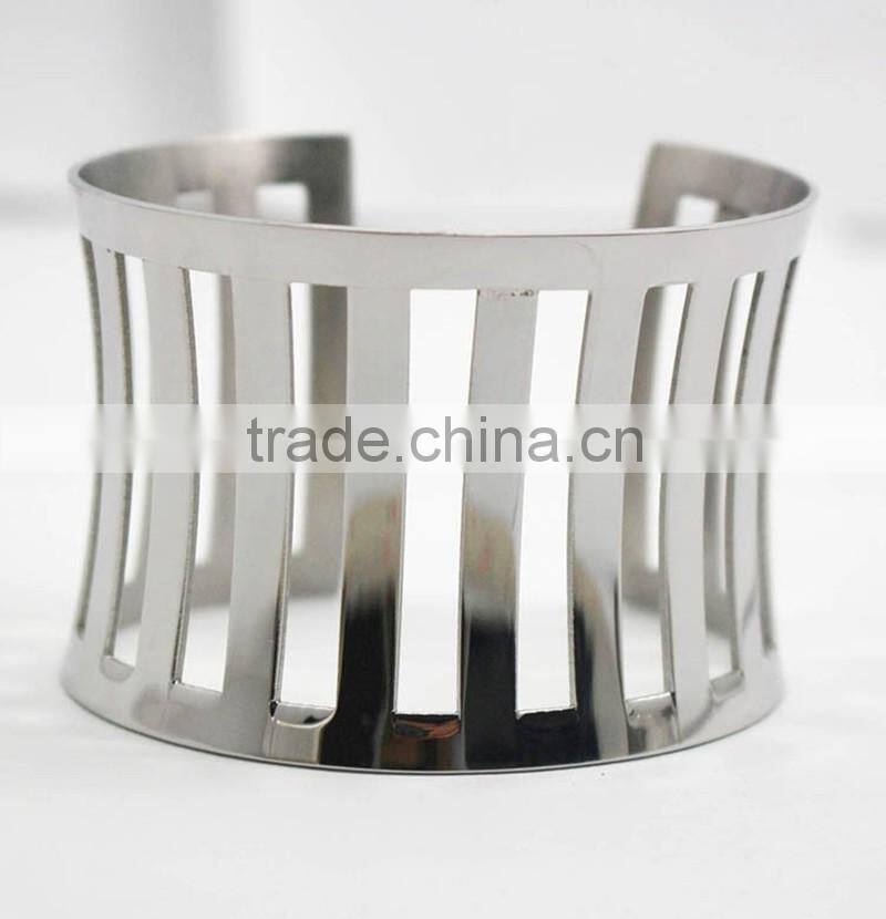Punk Stainless Steel Cuff Metal Bangle Hollow out Bracelet