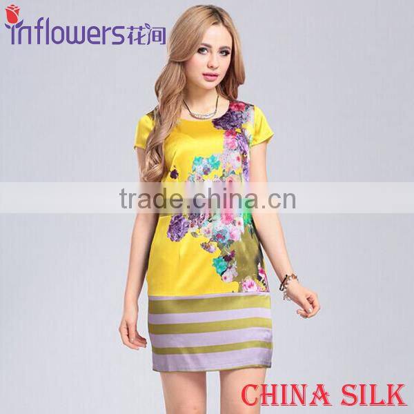 Beautiful Red Summer Floral Print Long Dress 100 Silk beach dress wholesale