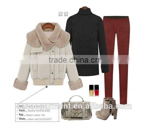 European style 2015 newest winter women's Lapel lambs wool cotton jacket