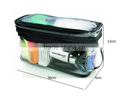 Travel classic transpatent pvc felt cutom promotional cosmetic bag