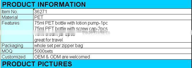 36271 5pcs mini pet travel bottle set