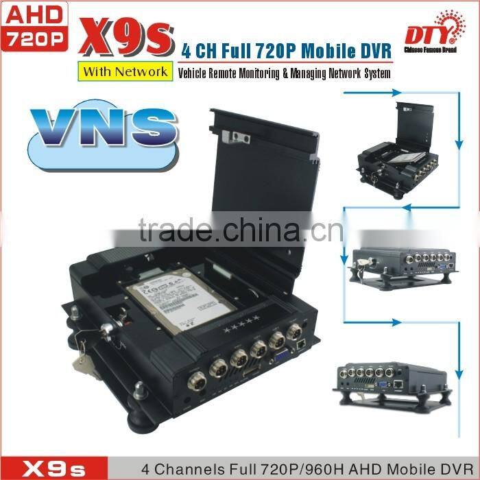 4 Channel Wifi 3G AHD 720P Mobile DVR with GPS for Bus Car Truck , MDVR with High Definition Camera,X9s