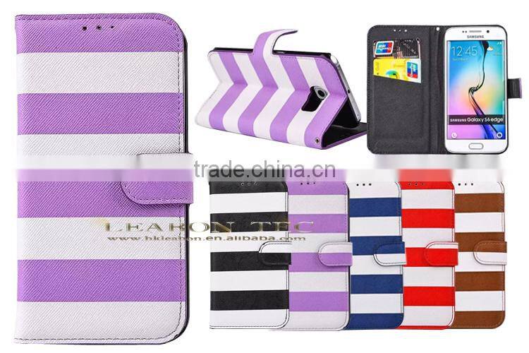 hot new products for 2015, fancy color strip wallet leather case for samsung galaxy s6 edge,