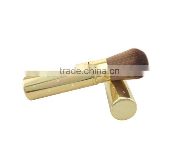 Gold Aluminum Cosmetic Brush Retractable Makeup Blush Powder Brush
