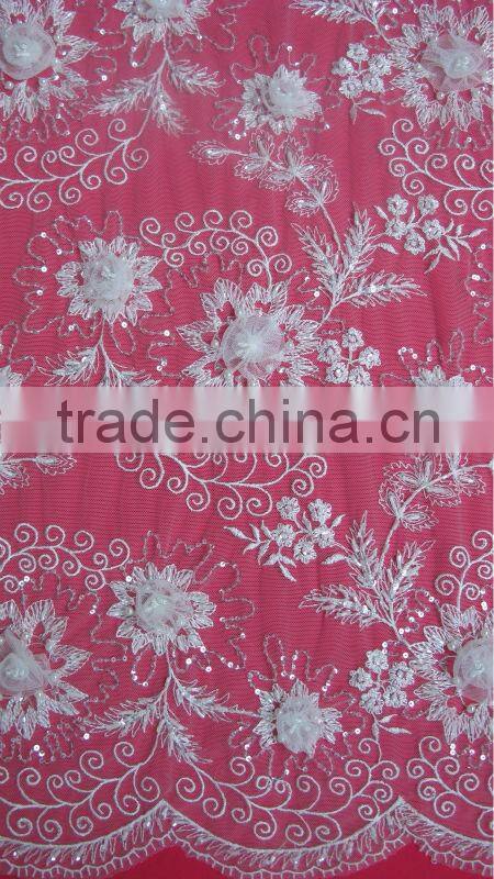 3d flower lace embroidered fabric