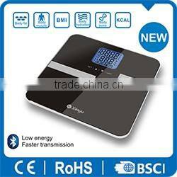 body fat scale connect cell phone with APP fat, water, mucule, bone ,BMI, Calorie