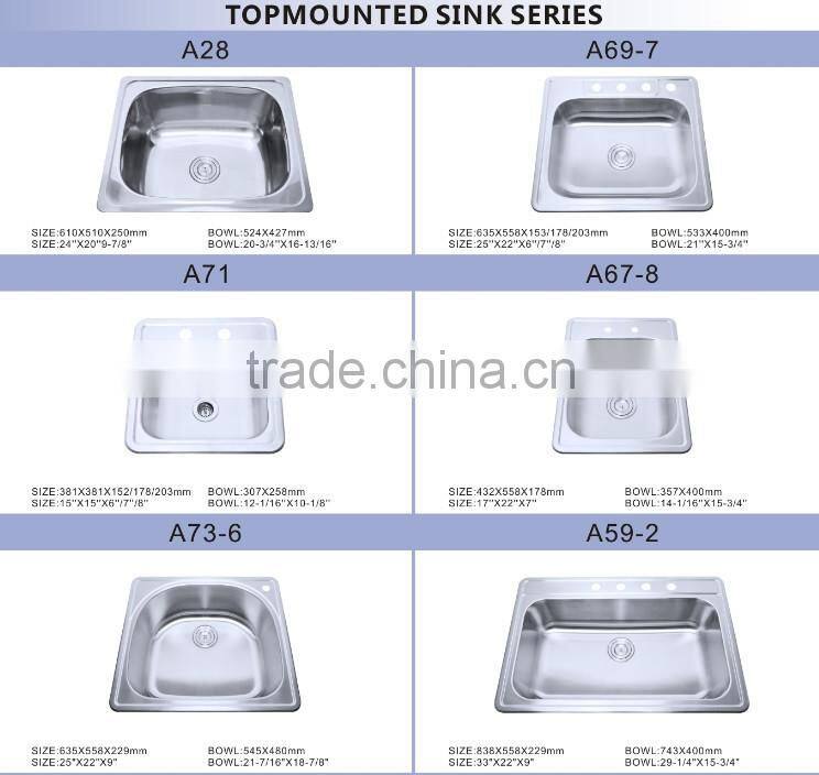 hot sell cheap stainless steel small size single sinks
