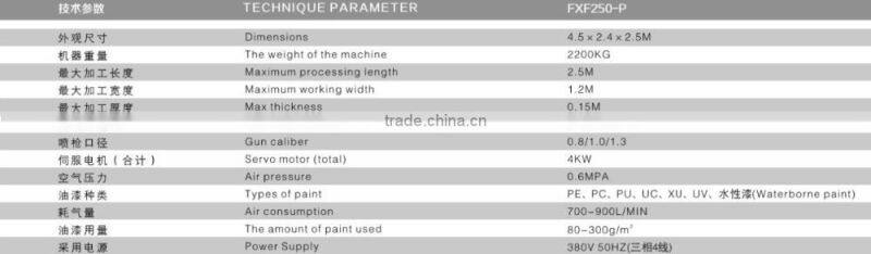 spraying machine for furniture board/glass/cabinet(FXF250-P)