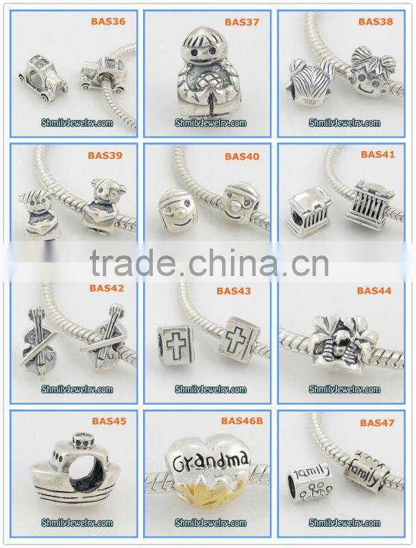 Wholesale Purple CZ Rhinestone Silver Spacer Charms BCZ38C