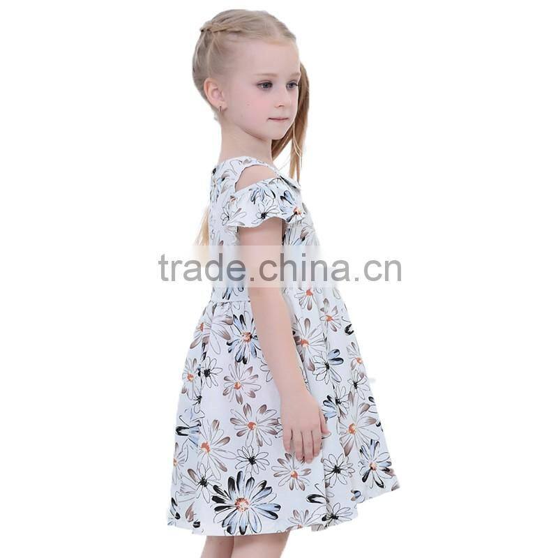 2016 Hot selling girl summer dress with floral pattern fashion girl dress