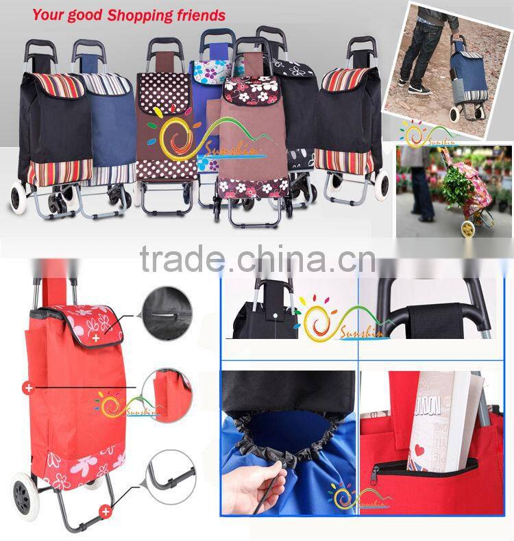 White shopping trolley bag,usable folding trolley bag.