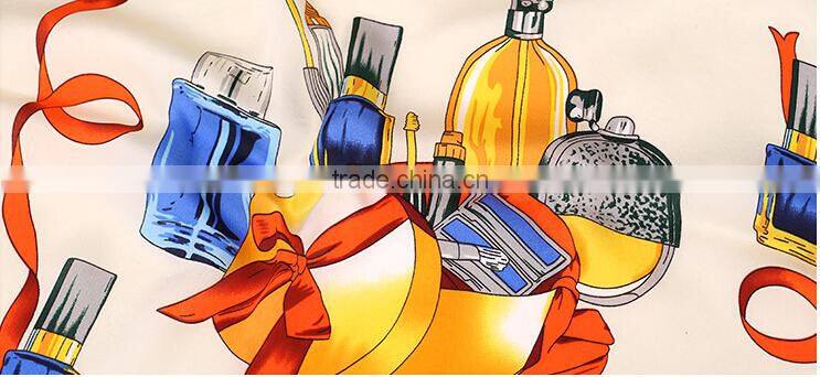 OEM screen print fabric 100%silk satin cosmetic pattern silk charmeuse