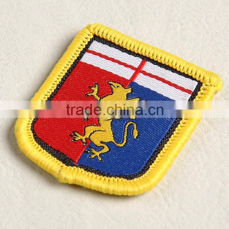 Gold thread verlocked woven fabric badge for men's men's three-piece suit
