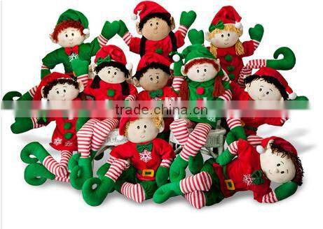 Custom long hand plush christmas elf toy/handmade plush christmas toys/christmas elf soft toy