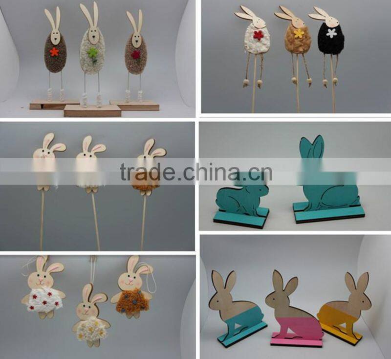 wholesale wooden rabbit figurines for easter ornament