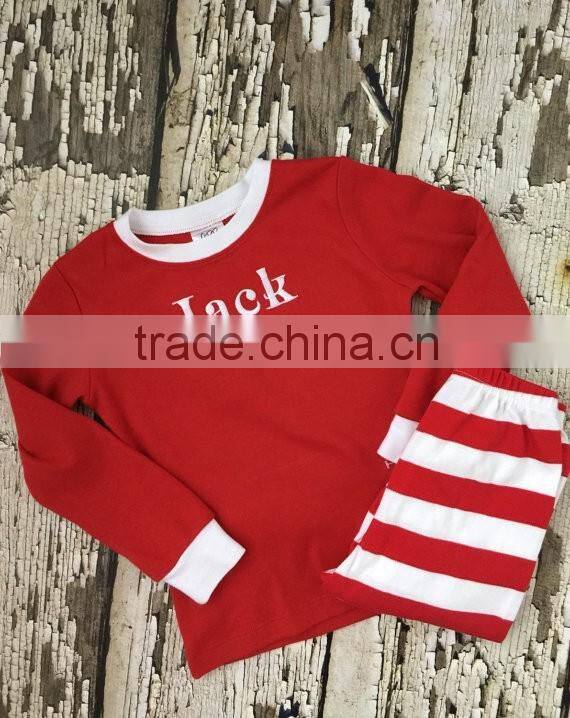 monogrammed christmas pajamas for kids/100% cotton pajamas/plain pajamas