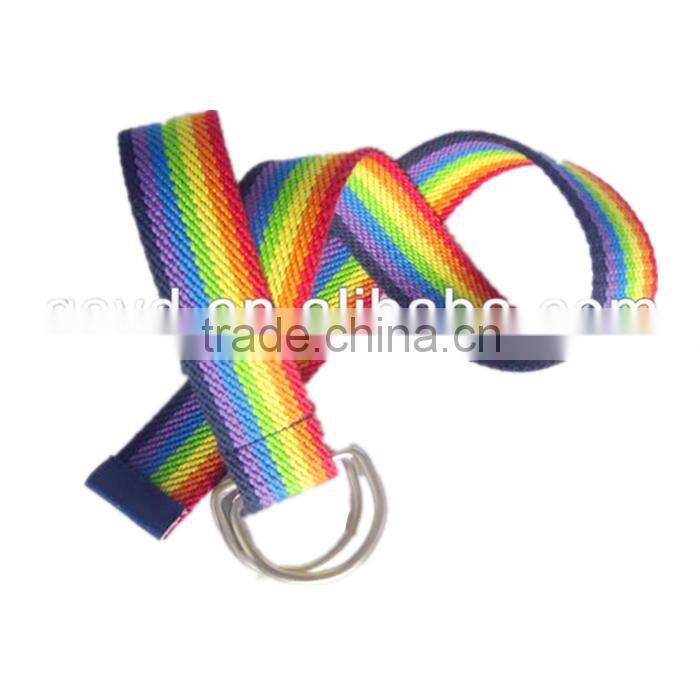 Colorful Kids Fashion Canvas Belts With Double D Ring