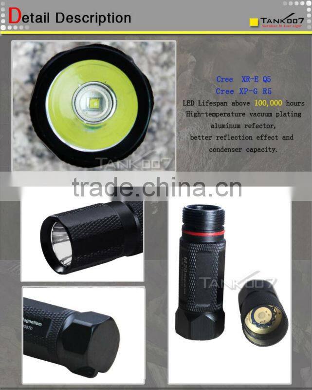 reparation tool cree flashlight torch waterproof with magnet tail can adsorb on metal surface