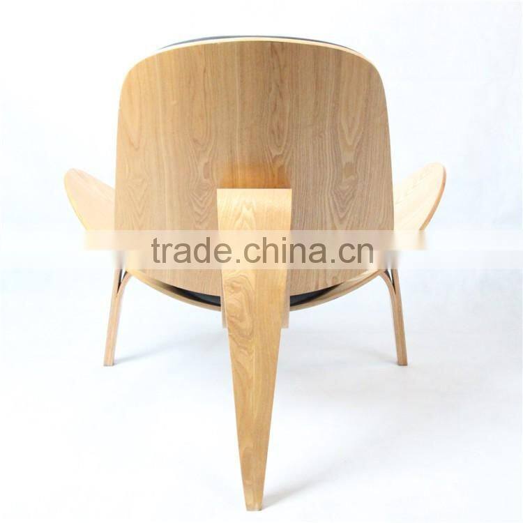 Royal Decor Furniture Plywood Lounge Shell Chair with Leather Cushion