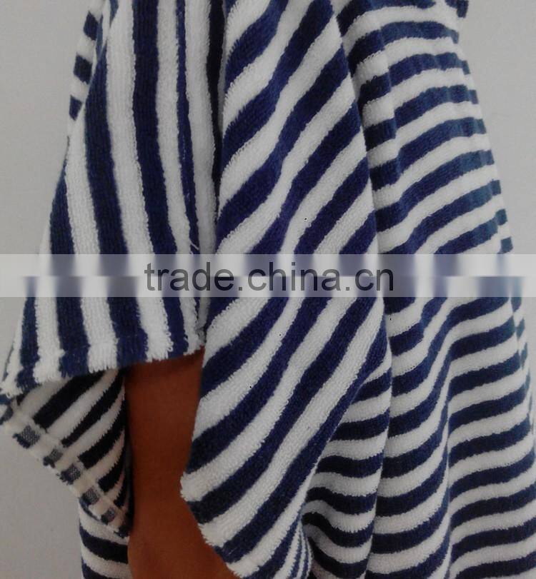 100% cotton terry cloth STRIPES woven surf poncho beach towel for men