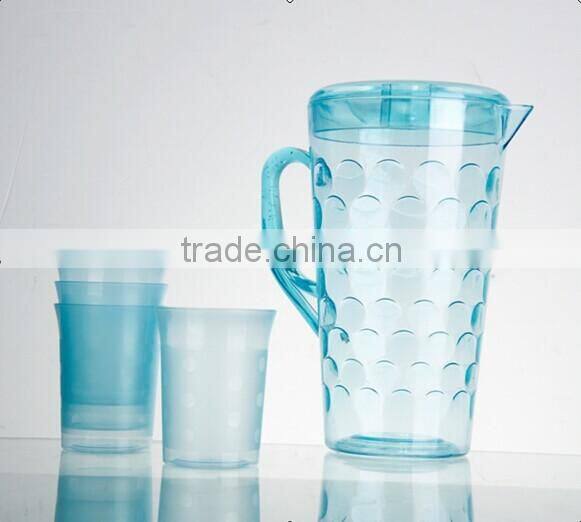 2.5L Clear Crystal cold Plastic water Pitcher/jug with cups in set