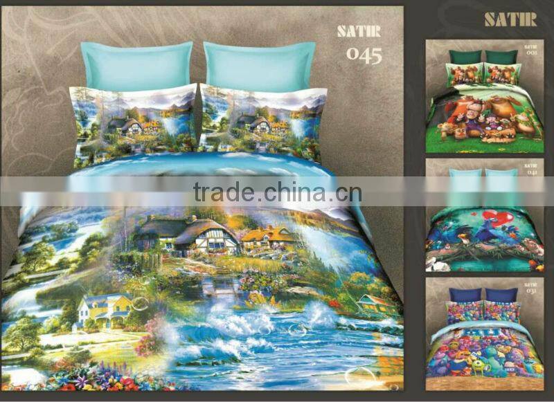 4 pcs King Size Modern Robot printed 3D bedding set 400T duvet cover set