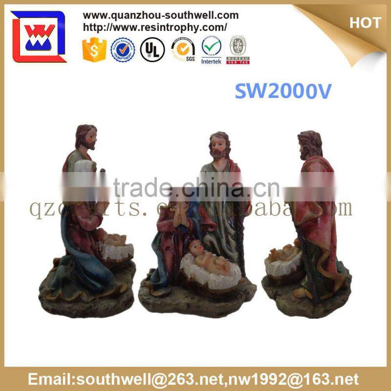 religious polyresin crafts and resin nativity figurines holy family statue for church decoration