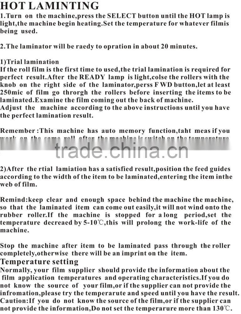 Photo automatic 1100 hot laminator for crystal film