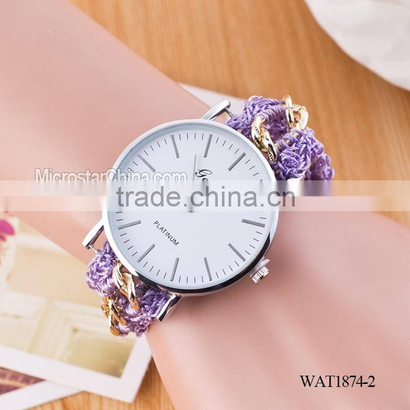 New Classic Geneva Ethnic Braided Analog Nailed Chain Watch