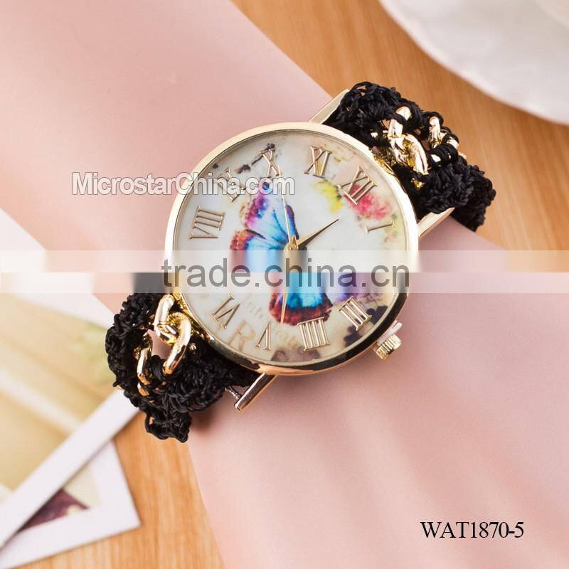 DIY hand made woven chain butterfly braided watch