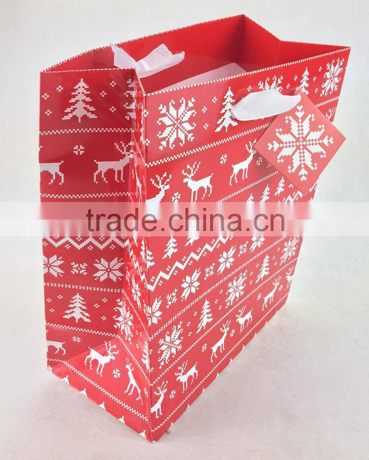 Christmas Medium Bag Gift Bag White satin Ribbon and tag