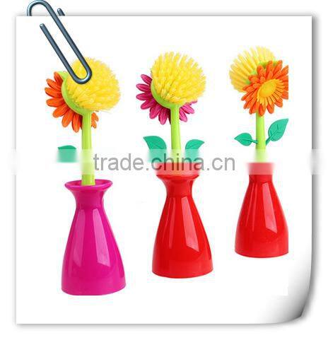 wholesale plastic natural kitchen flower dish cleaning brush