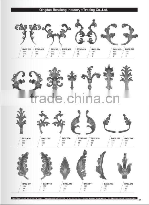 ornamental wrought iron casted iron flowers and leaves used on fence,stairing,gate