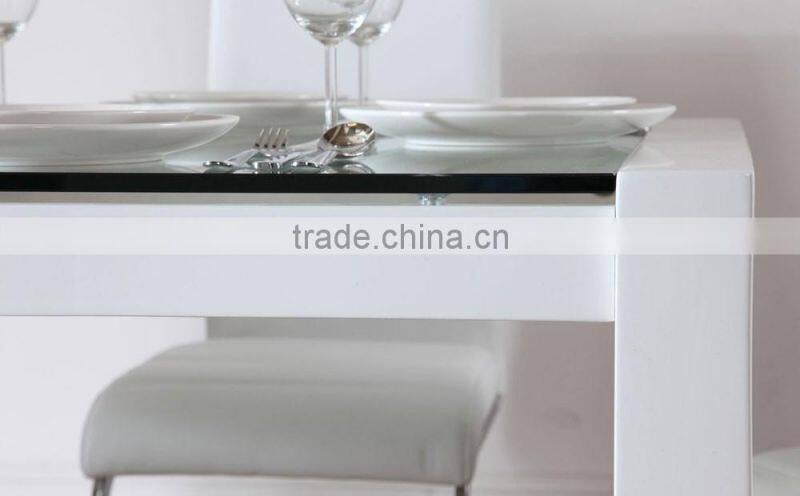 DT-2006 Modern Glass Top Wooden Frame Dining Table