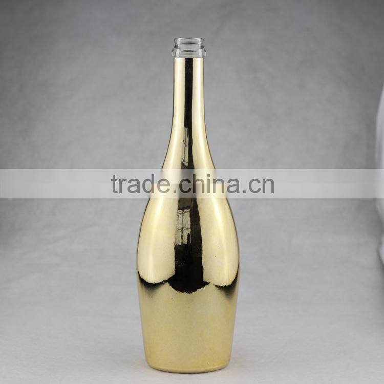 Colorful electroplated glass bottle golden glass wine bottle white glass 750ml liquor bottle