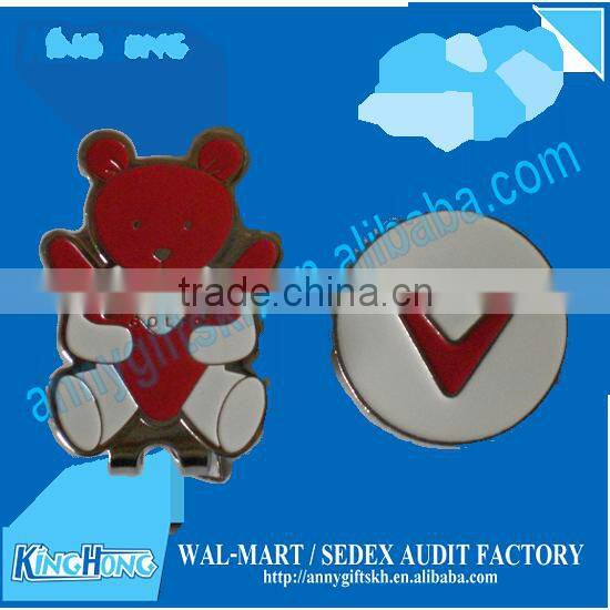 Economic golf ball marker with blank golf hat clip