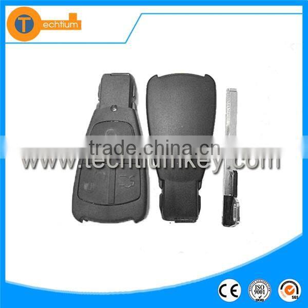 3 button keyless smart remote key blank case shel fob with mechanical blade for Mercedes Benz E C S CLK