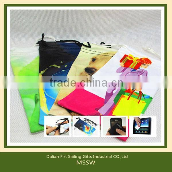 China OEM logo printable microfiber faux suede jewelry pouch