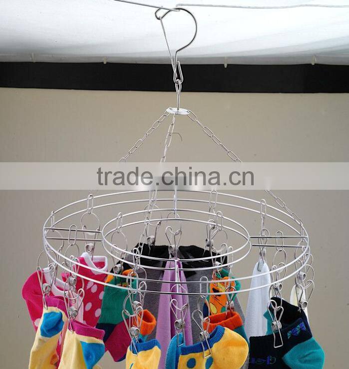 Stainless steel clip and drip hanger with 26 clips clothes drying rack and hanger/clip
