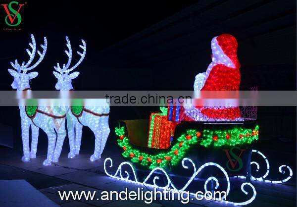 Christmas lights 3D acrylic deer motif light decoration deer carriage light Factory price