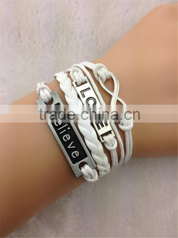 MYLOVE 2014 HOT SALE Inifinite Love Leather Bracelet MLCN087